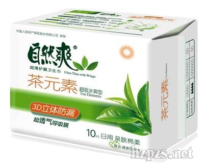 自然爽“茶元素”系列10片日用(棉)衛(wèi)生巾